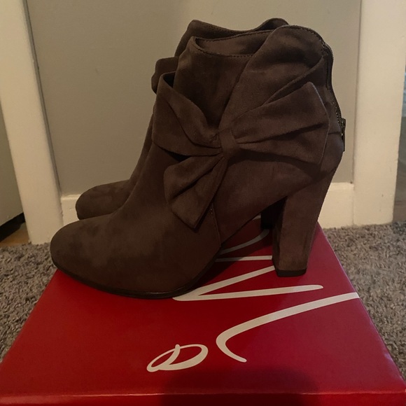 Impo Brown Suede Booties with Bow - Picture 2 of 5